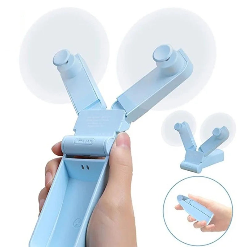Dual-Head Foldable Mini Fan – USB Rechargeable
