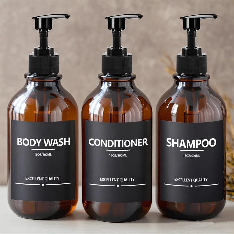 500ml Amber Shampoo Shower Gel Bottles