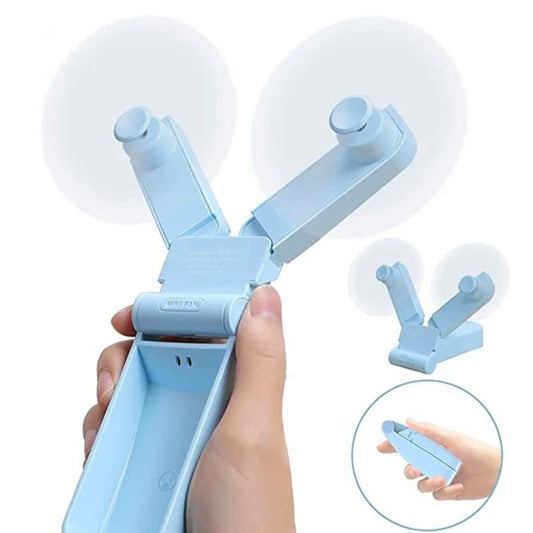 Dual-Head Foldable Mini Fan – USB Rechargeable