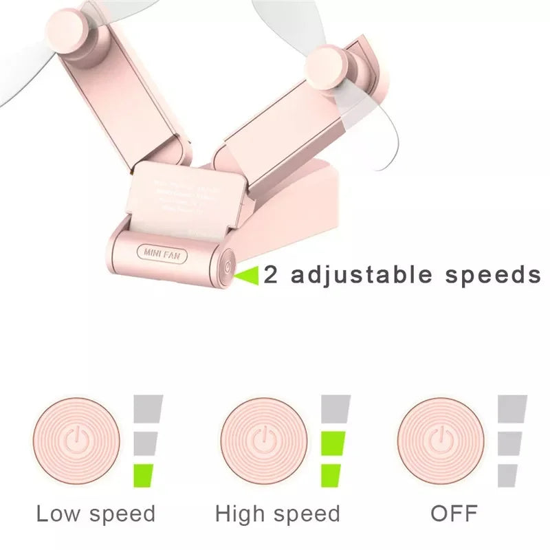 Dual-Head Foldable Mini Fan – USB Rechargeable