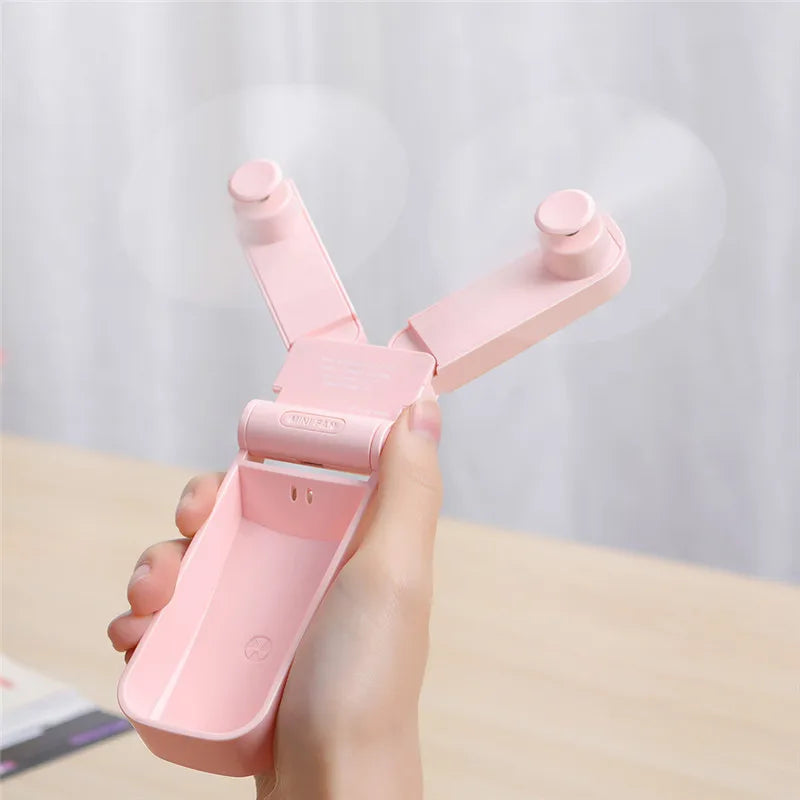 Dual-Head Foldable Mini Fan – USB Rechargeable