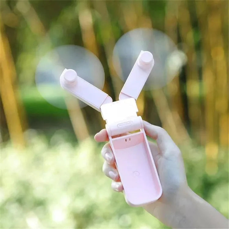 Dual-Head Foldable Mini Fan – USB Rechargeable