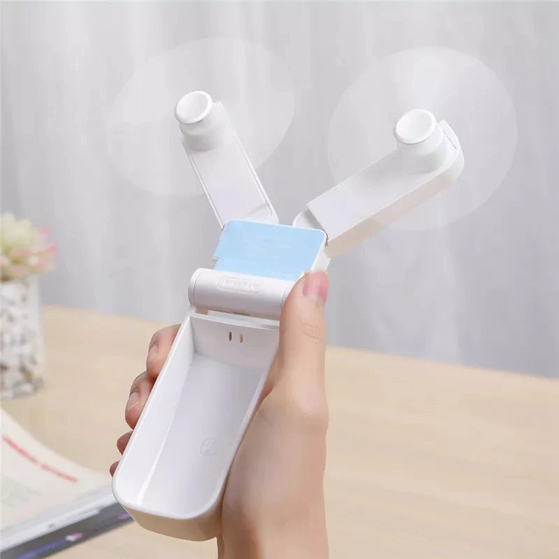 Dual-Head Foldable Mini Fan – USB Rechargeable